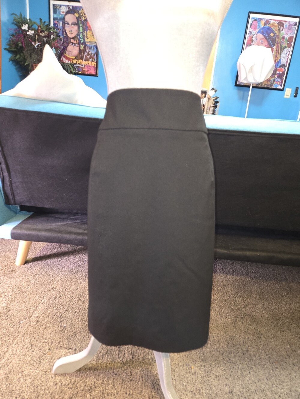 Mossimo Black Stretch Pencil Skirt Poly Blend Size 16 No Fade Hardly Worn